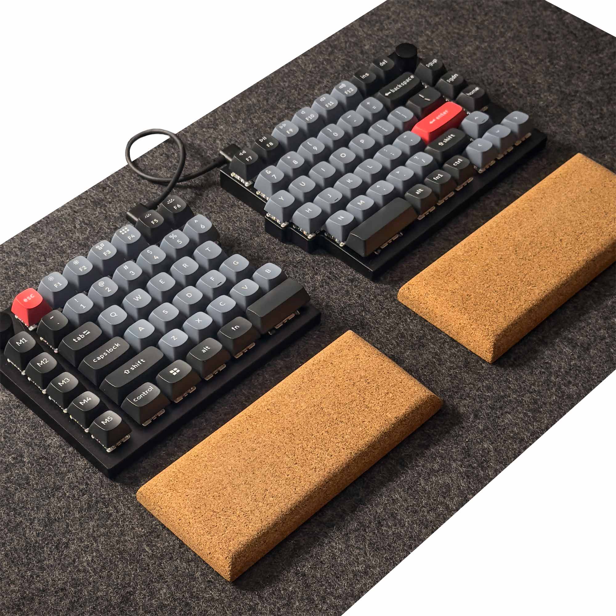 Solid Cork Wrist Rest for Keychron Split Q11 Mechanical Keyboard